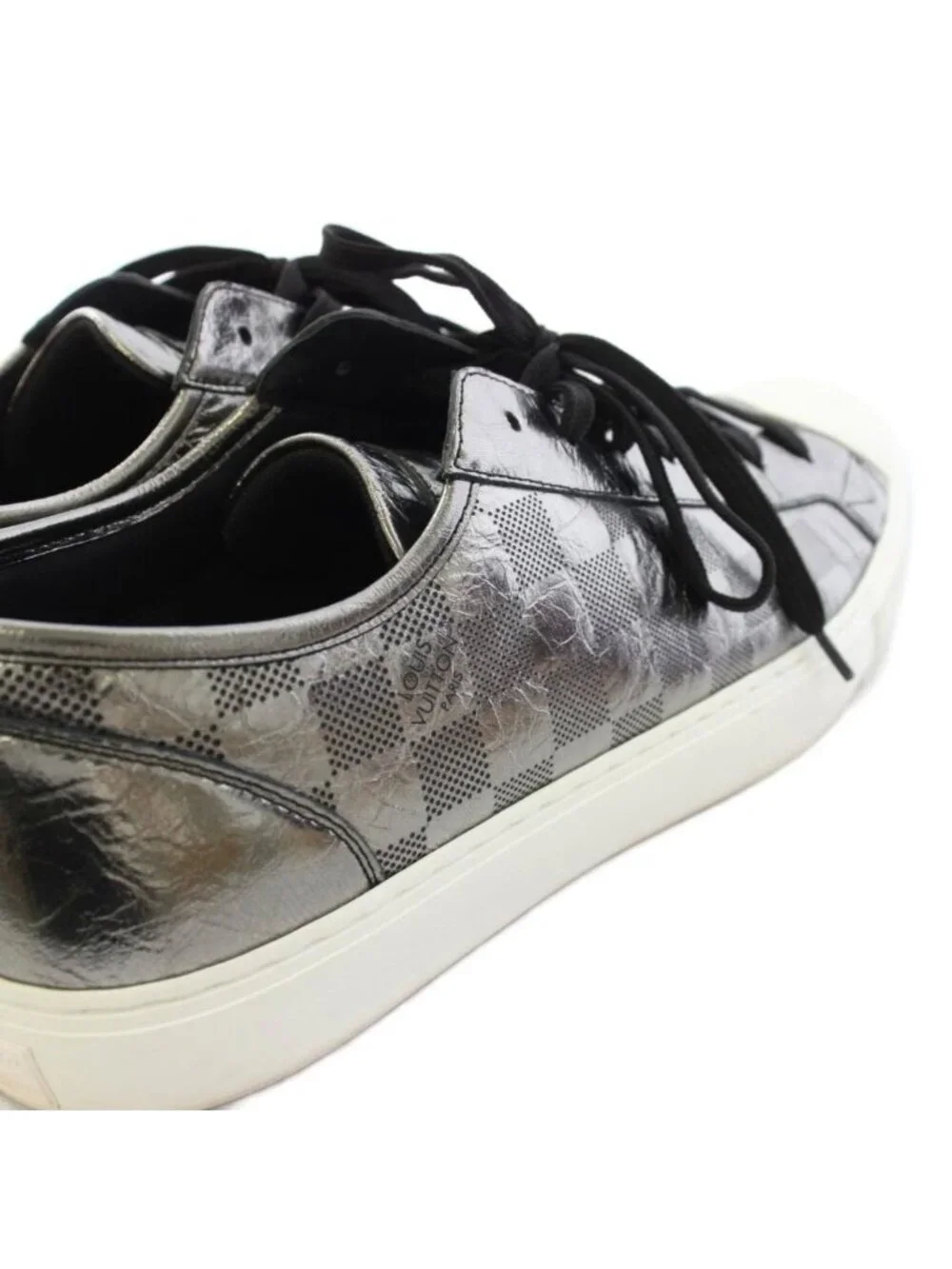 Louis Vuitton Tattoo Line Sneakers Low Cut Damier Metallic Silver TK 9